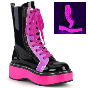 Rose neon 5 cm EMILY-350 cyberpunk platform ankle boots