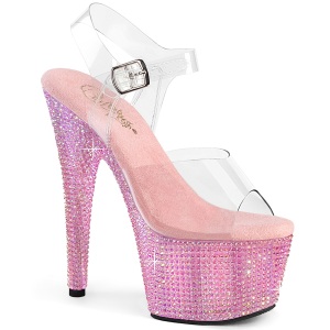 Roze 18 cm BEJEWELED-708RRS paaldans schoenen hoge hakken met strass plateau