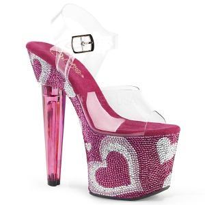 Roze 18 cm LOVESICK-708HEART damesschoenen hoge hak Glinsterende Steentjes