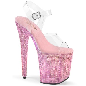 Roze 20 cm 808RRS paaldans schoenen hoge hakken met strass plateau