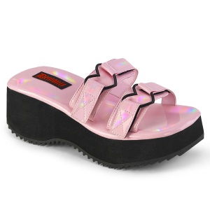 Roze 6,5 cm DemoniaCult FLIP-12 emo gothic platform mules