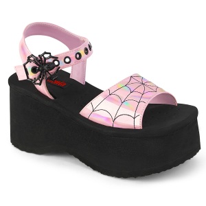 Roze 6,5 cm DemoniaCult FUNN-10 lolita emo sandalen met plateau