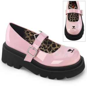 Roze 6,5 cm RENEGADE-56 emo maryjane schoenen met brede gesp