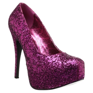 Roze Glitter 14,5 cm Burlesque TEEZE-06GW mannen pumps voor brede voeten