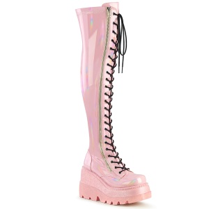 Roze Patent 11,5 cm SHAKER-374 overknee boots with laces