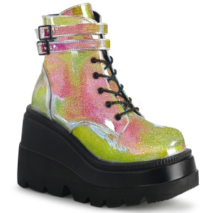Roze glitter 11,5 cm SHAKER-52 lolita enkellaarzen wedges sleehakken
