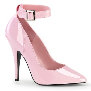 Roze lakpumps 13 cm SEDUCE-431 enkelband pumps met hoge hakken