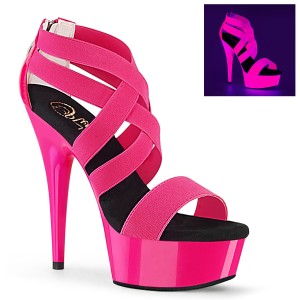 Roze neon 15 cm DELIGHT-669UV paaldans schoenen met hoge hakken