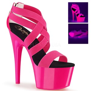 Roze neon 18 cm Pleaser ADORE-769UV paaldans schoenen met hoge hakken