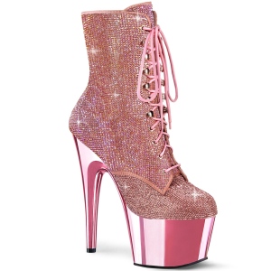 Roze strass steentjes 18 cm ADORE-1020CHRS plateau boots hoge hakken