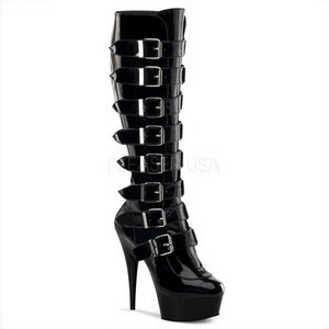 Shiny 15 cm DELIGHT-2049 buckle womens boots with platform