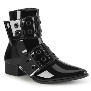 Shiny WARLOCK-55 demonia pointed boots - mens winklepicker boots 2 buckles
