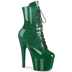 Smaragdgroen glitter 18 cm dames high heels boots plateau