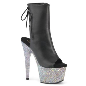 Strass 18 cm ADORE-1018LG open teen platform boots met hak zwart