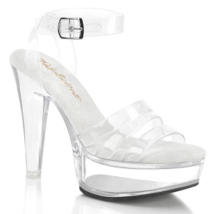 Transparant 13 cm MARTINI-505 Witte plateau sandalen hoge hakken