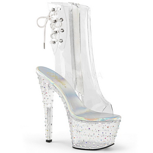 Transparant 15 cm STARDANCE-1018C-7 dames enkellaarsjes met plateauzool
