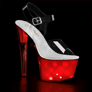 Transparant 18 cm DISCOLITE-708 LED gloeilamp stripper sandalen paaldans schoenen