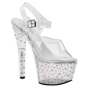 Transparant 18 cm STARDANCE-708 Strass Plateau Hoge Hakken