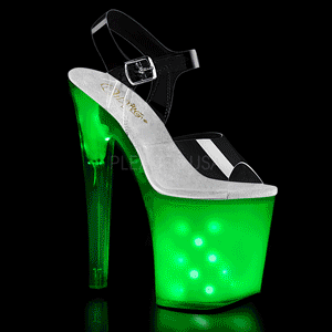 Transparant 20 cm ILLUMINATOR-808 pole dance sandalen met LED verlichting plateau