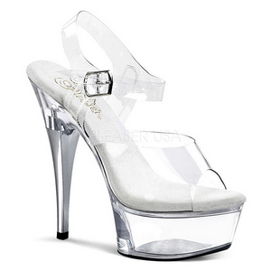 Transparant Strass 15 cm CAPTIVA-608 Plateau Sandalen met Hoge Hak