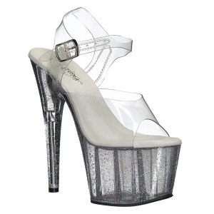 Transparent 18 cm ADORE-708MG glitter platform high heels shoes