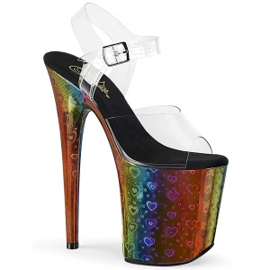 Transparent 20 cm FLAMINGO-808WR3 Hologram platform high heels shoes