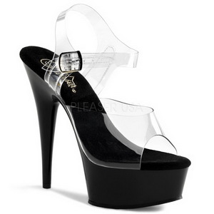 Transparent Black 15 cm Pleaser DELIGHT-608 High Heels Platform