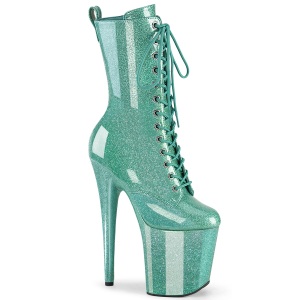 Turquoise glitter 20 cm dames high heels boots plateau