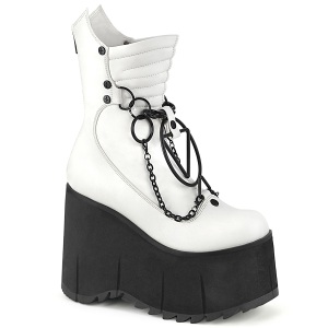 Vegan 11,5 cm KERA-130 demoniacult alternatief boots met plateau wit