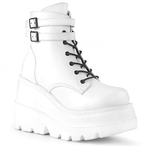 Vegan 11,5 cm SHAKER-52 demoniacult sleehakken boots met plateau wit