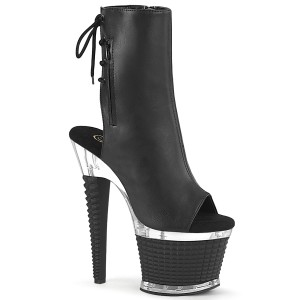 Vegan 18 cm SPECTATOR-1018 open teen platform boots met hak zwart