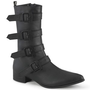 Vegan WARLOCK-110-C demonia pointed boots - mens winklepicker boots 4 buckles