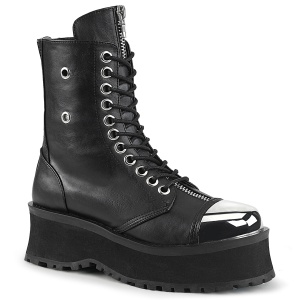 Vegan leather GRAVEDIGGER-10 demoniacult ankle boots - steel toe combat boots