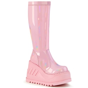 Vegan roze 12 cm STOMP-200 cyberpunk wedge laarzen plateau