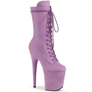 Vegan suede 20 cm FLAMINGO-1050FS pole dance laarzen met hak in paarse