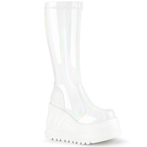 Vegan white 12 cm STOMP-200 cyberpunk platform wedges boots