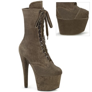 Velvet 18 cm ADORE-1045VEL khaki ankle boots high heels + protective toe caps