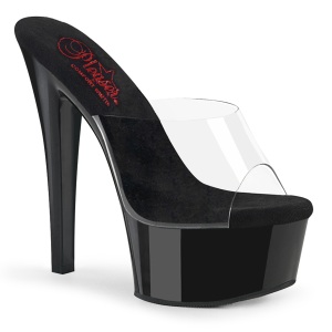 Vinyl 15 cm GLEAM-601 Black mules high heels