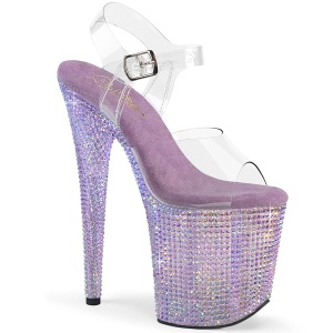 Violet 20 cm 808RRS paaldans schoenen hoge hakken met strass plateau