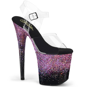 Violet 20 cm FLAMINGO glitter plateau sandalen met hak