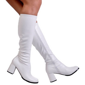 White Matte 7,5 cm GOGO-300 High Heeled Womens Boots for Men