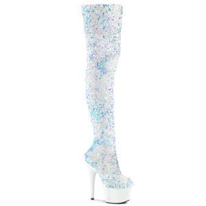 White Sequins 20 cm ADORE-3020 Exotic pole dance overknee boots