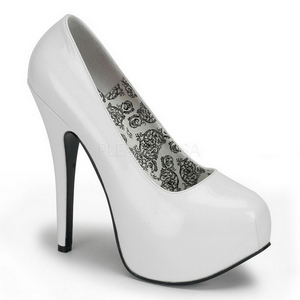 White Shiny 14,5 cm Burlesque BORDELLO TEEZE-06 Platform Pumps