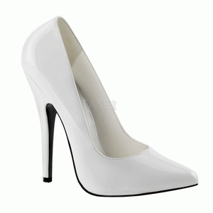 White Shiny 15 cm DOMINA-420 Pumps High Heels for Men