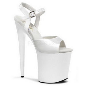 White Shiny 20 cm Pleaser FLAMINGO-809 High Heels Platform