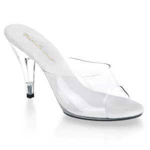 White Transparent 11 cm CARESS-401 Women Mules Shoes