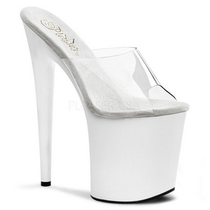 White Transparent 20 cm FLAMINGO-801 Platform High Heel Mules