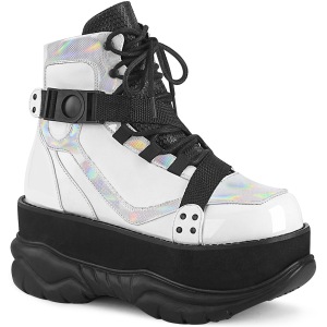 White Vegan 7,5 cm NEPTUNE-181 demonia booties - unisex cyberpunk booties