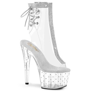 White transparent 18 cm STARDUST-1018C-2RS Exotic stripper ankle boots