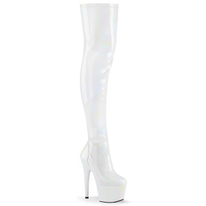 Wit 18 cm ADORE-3000HWR Hologram pole dance overknee laarzen met hak